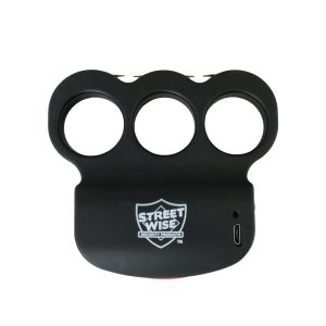 Black self-defense knuckle device by Streetwise, compact and portable personal safety tool.